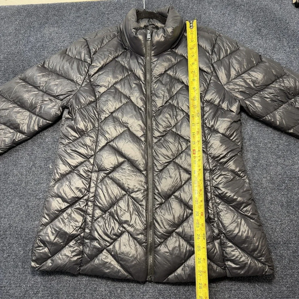 London Fog Jacket Womens Medium Black Lightweight Packable Down Puffer Quilted